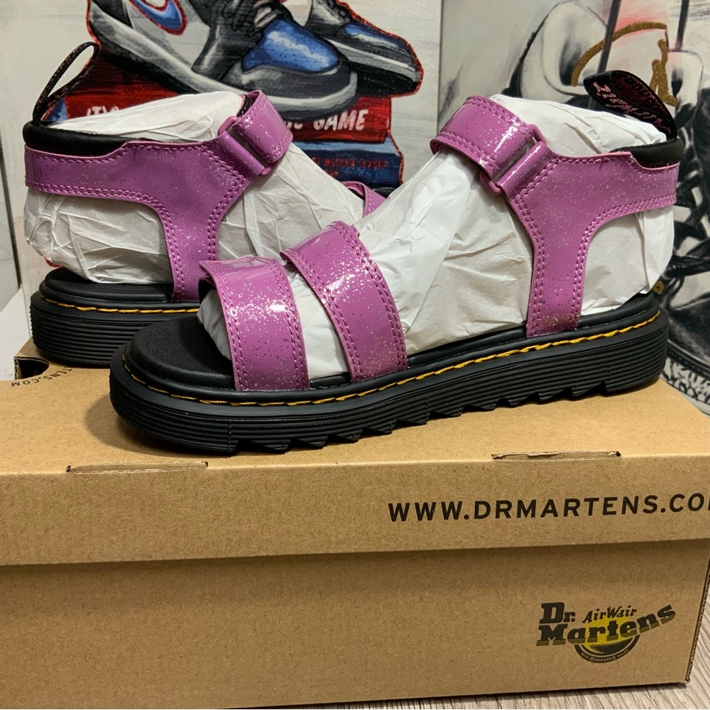 Dr. Martens Klaire Y Cosmic Glitter Dark Pink Strappy Sandal Women's 6 or 7 - Picture 2 of 9